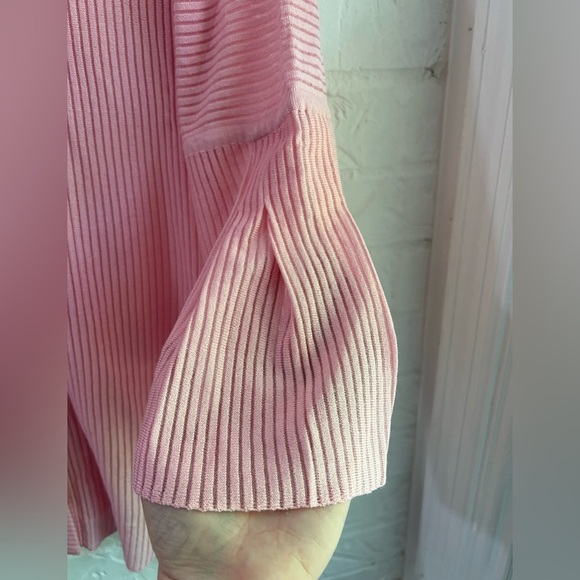 Ming Wang Pink Asymmetric Ribbed Knit Cardigan Jacket Topper Size XS Minimalist - Picture 9 of 10
